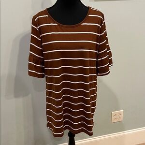 Tickled Teal Brown and Cream Striped Top